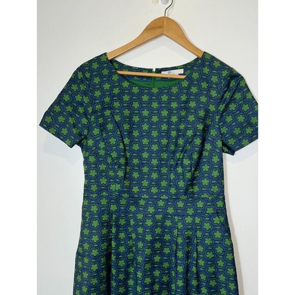 Boden Sierra Textured Dress in Aegean Blue Twin Spot Green Flower Print  Size 8 - Picture 3 of 12